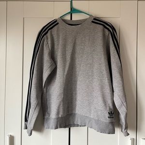 Grey Three stripe crewneck sweatshirt